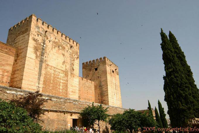 Walls and towers Alcazaba Granada - Spain