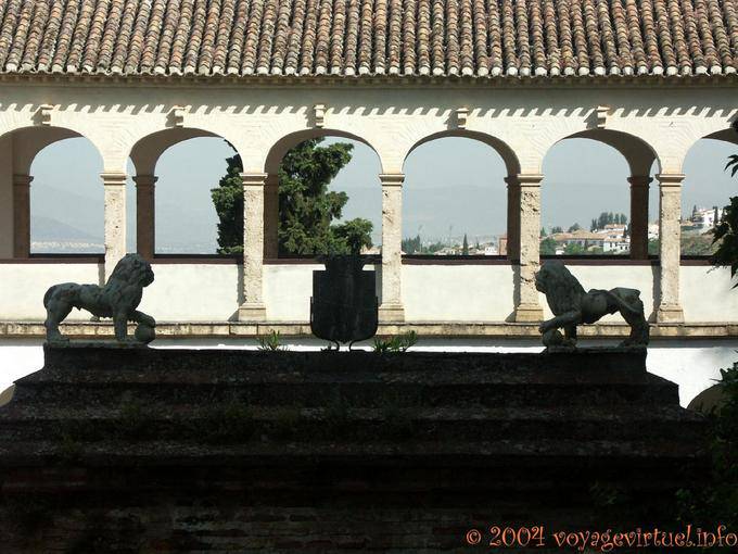 Lions Gate shadows and arches, Alhambra Generalife Granada - Spain