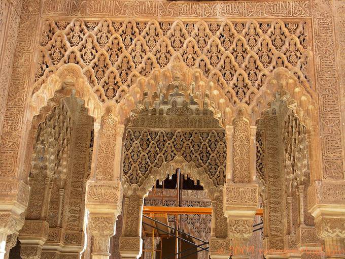 Court of the Lions. Interior of the pavilion, Alhambra Nasrid Granada - Spain