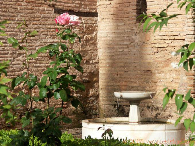 Walls and fountain, Alhambra Nasrid Granada - Spain