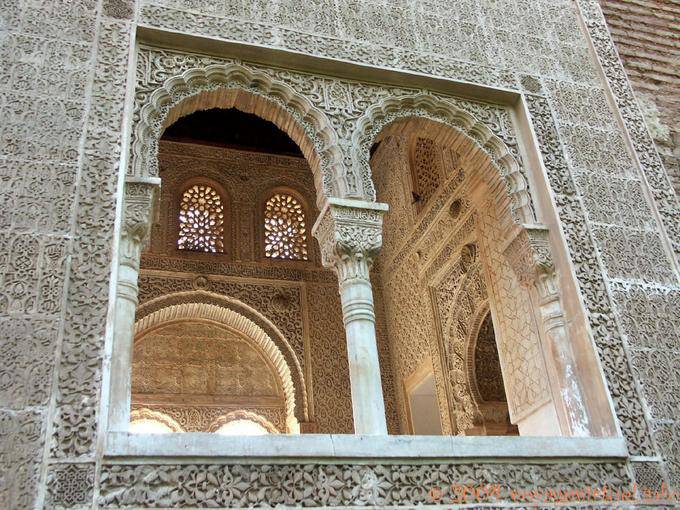 Tangle of architectural arabesques, Alhambra Nasrid Granada - Spain