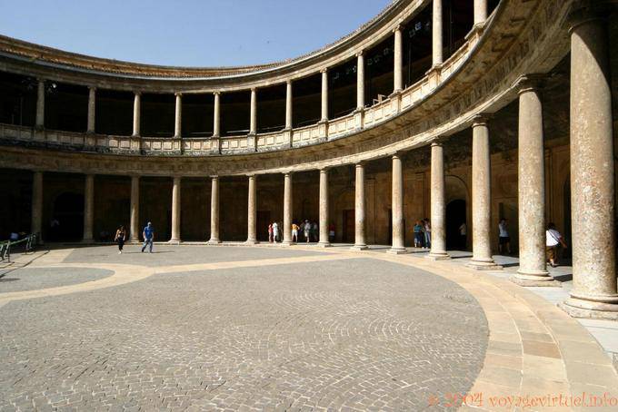 Courtyard, Alhambra Palace of Charles V - Spain