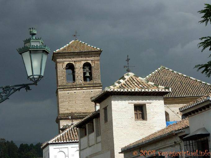 Church of the Albaicin in the storm, Granada - Spain