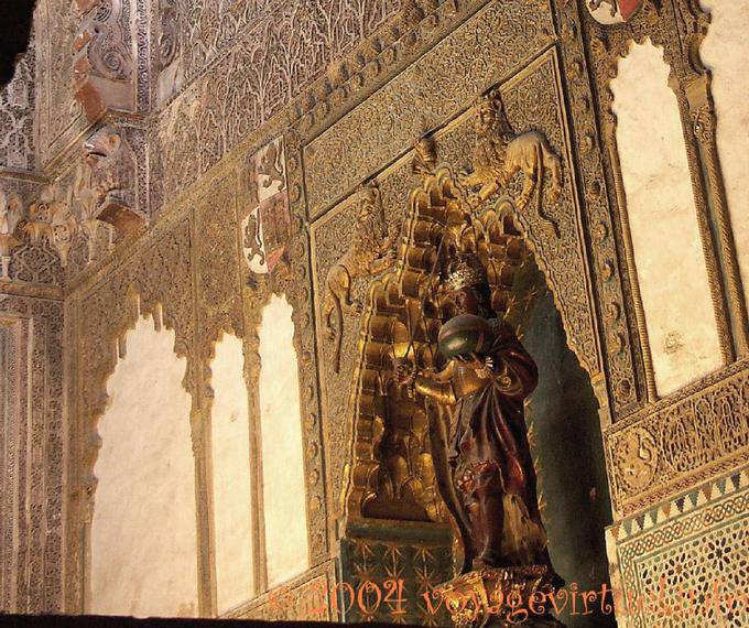 Catholic statue of San Fernando in Arabic décor, Mezquita Cordoba - Spain, Andalusia