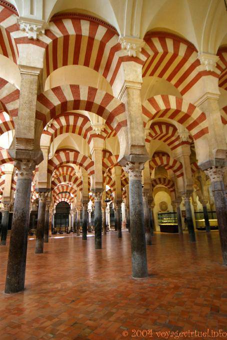 Fine marble columns from Roman buildings or Visigoths, Mezquita Cordoba - Spain, Andalusia