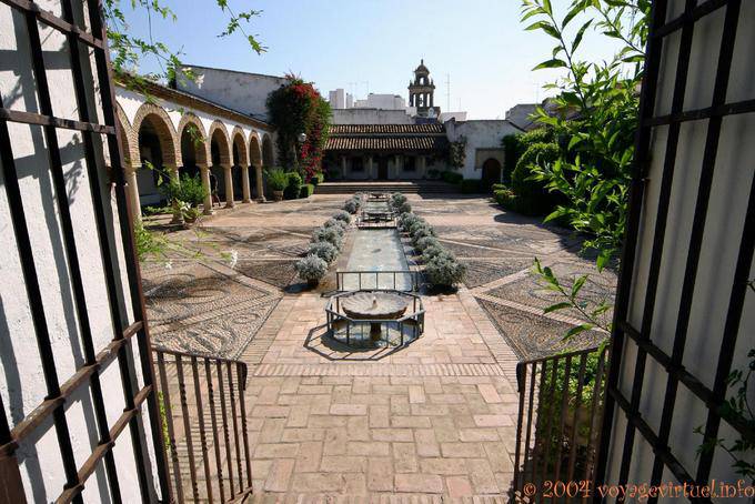 Fountain in the garden of the 17th-century, Patio de las Columnas, Palacio de Viana, Cordoba - Spain