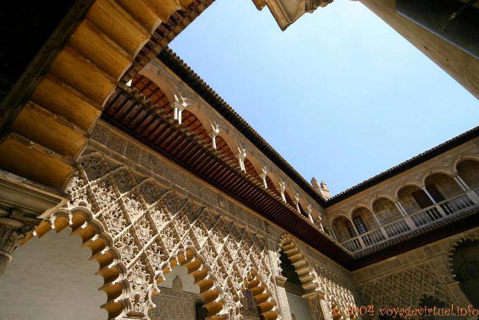 Arcades in the courtyard of the maidens, Alcazar Seville - Spain