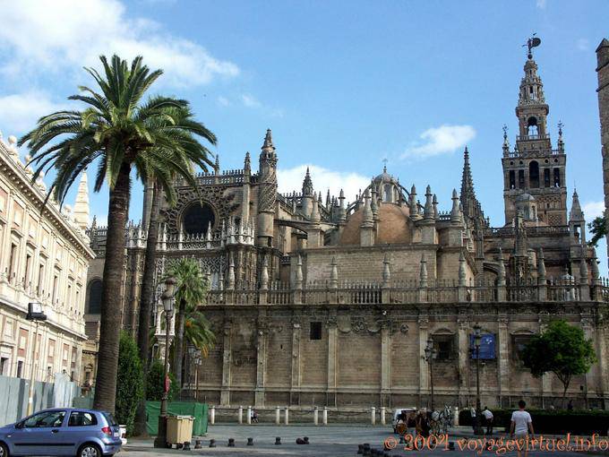 Pinnacles of the Cathedral of Seville view from the entrance to the Alcazar - Spain