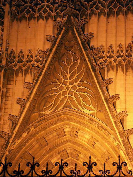 Tangle on the top of the Puerta de la Conception night, Seville Cathedral - Spain