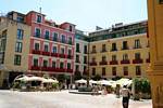 Colors of the buildings of the plaza Obispo, Malaga, Spain.