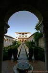 Palace Generalife seen from the Canal du patio, Alhambra Nasrid Granada, Spain.