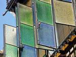 Windows with colored glass, Jewish Quarter, Cordoba, Spain.