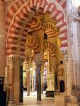 Columns with bi-chromic arcs, Mezquita Cordoba, Spain.