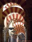 Lighting in a bay of the mosque, Cordoba Mezquita, Spain.