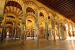Panoramic 850 columns and capitals styles, Cordoba Mezquita, Spain.