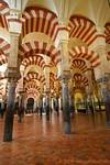 Fine marble columns from Roman buildings or Visigoths, Mezquita Cordoba, Spain.