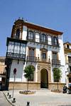 Typical architecture, balcony at home, Seville, Spain.