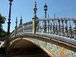 Ceramic decorated bridge over a canal, Seville Plaza Espana, Spain.