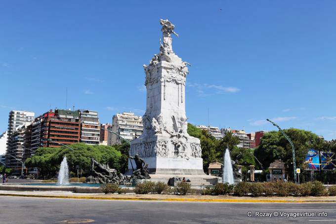 Marble and bronze sculpture dedicated to the Argentine regions Avenida Sarmiento, Monumento a los Espanoles, Buenos Aires - Argentina