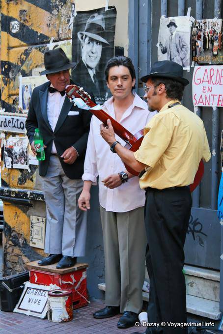 Montserrat, Avenida Defensa, tango players, Buenos Aires - Argentina