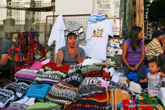 Montserrat, Avenida Defensa, vendors on the sidewalk, Buenos Aires - Argentina