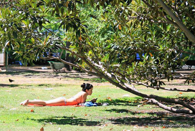 Plaza San Martin, girl in the sun, Buenos Aires - Argentina