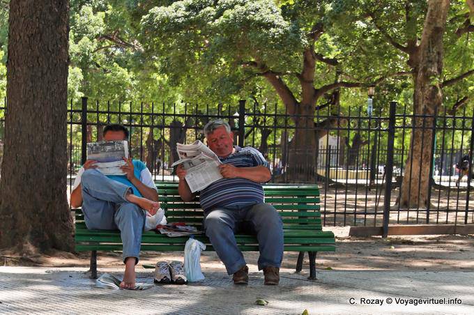 Plaza San Martin, on the bench, Buenos Aires - Argentina