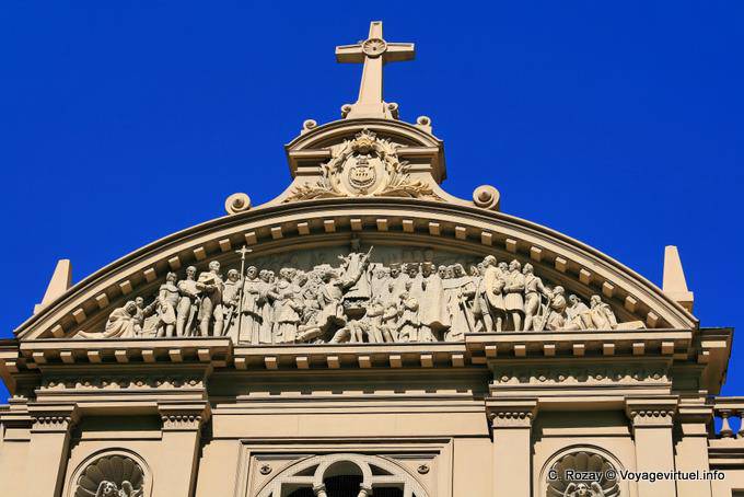 Reconquista pediment of the Basilica Nuestra Senora de la Merced, Buenos Aires - Argentina