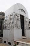 Allegorical reliefs Art Deco mausoleum Atilio Massone, Cementerio de la Recoleta, Buenos Aires, Argentina.