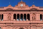 Facade and clock, Plaza de Mayo, Casa Rosada, Buenos Aires, Argentina.