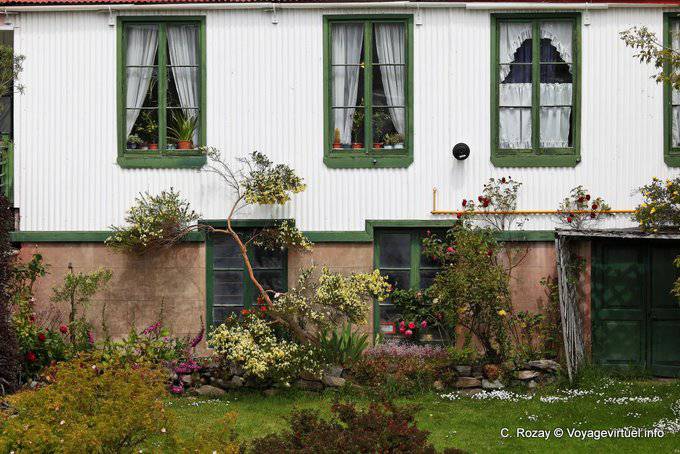 Garden and facade of the Estancia Harberton, Ushuaia - Argentina