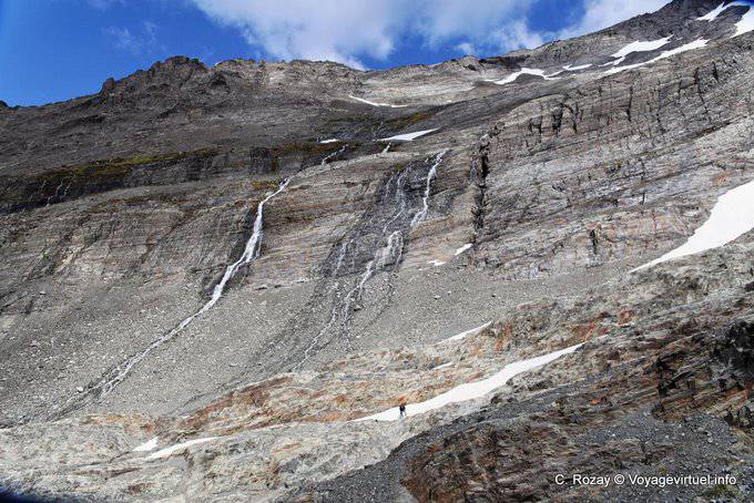 Many waterfalls at the top of the moraine of the Martial Glacier, Ushuaia - Argentina