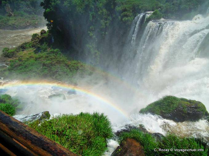 Double rainbow sky in the heart of the falls, Iguazu Falls - Argentina
