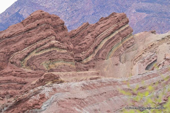 Rock strata of different colors, Quebrada de las Conchas - Argentina