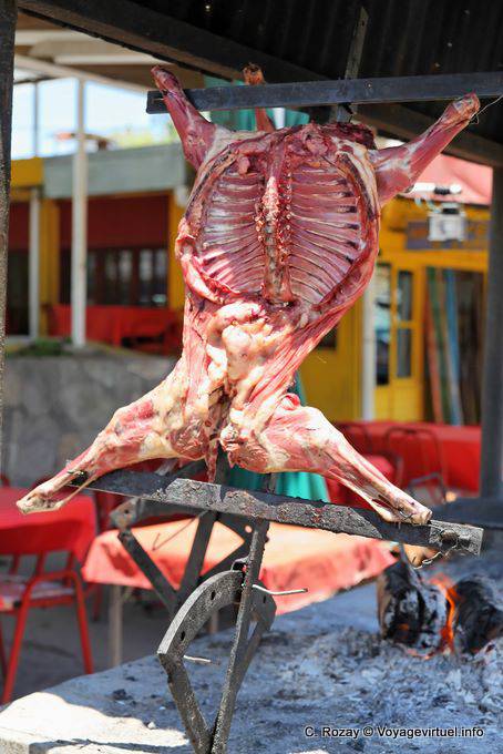 Sheep on the spit, Vallecito, San Juan Province - Argentina