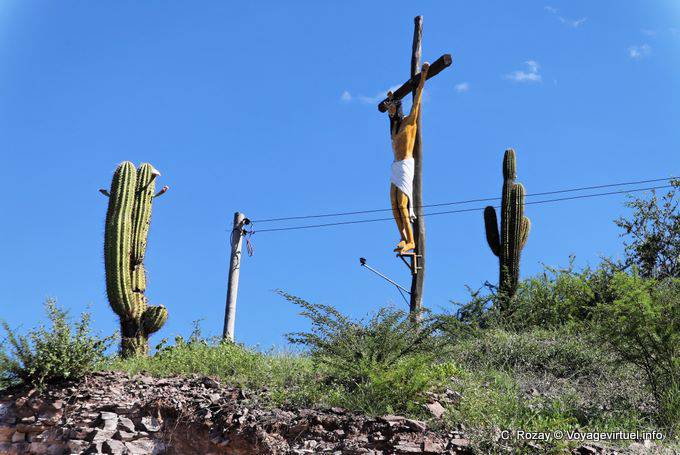 Crucifix between the cactus, San Agustin de Valle Fertile - Argentina