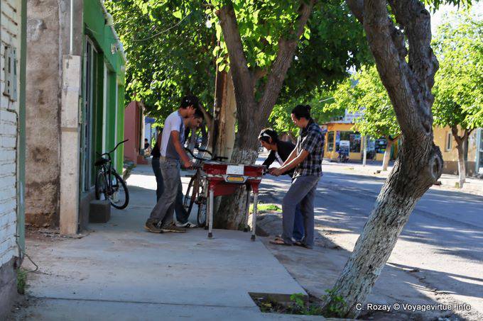 Foosball on the sidewalk, San Agustin de Valle Fertile - Argentina