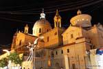Cathedral Basilica of San Nicolas night view, La Rioja, Argentina.