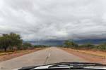Black sky on the road, San Antonio, Argentina.