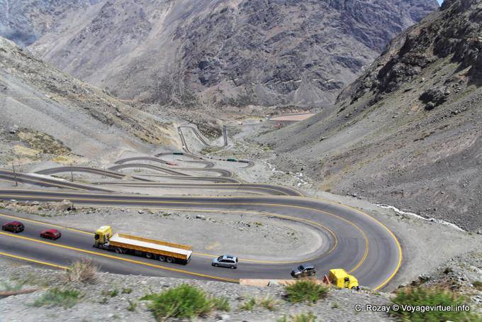 The infernal descent, Argentina-Chile border road after - Argentina