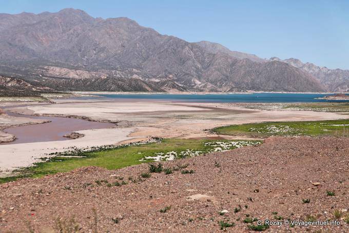 The Rio Mendoza flowing into the embalse, Ruta 7 Lago Potrerillos - Argentina