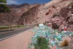 Plastic sanctuary on the edge of the road, Ruta 7 of Mendoza in Chile, Argentina.