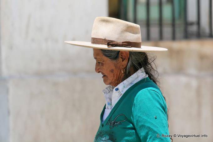 Indian chicuana with panama hat, Cachi - Argentina