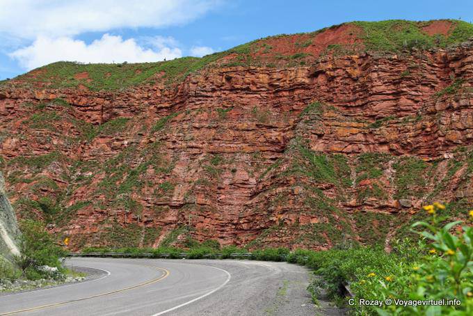 Toned between red rocks Quebrada El Carril before Escoipe - Argentina