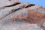 Dancers, traces of drawing on stone, petroglyphs, Talampaya, Argentina.
