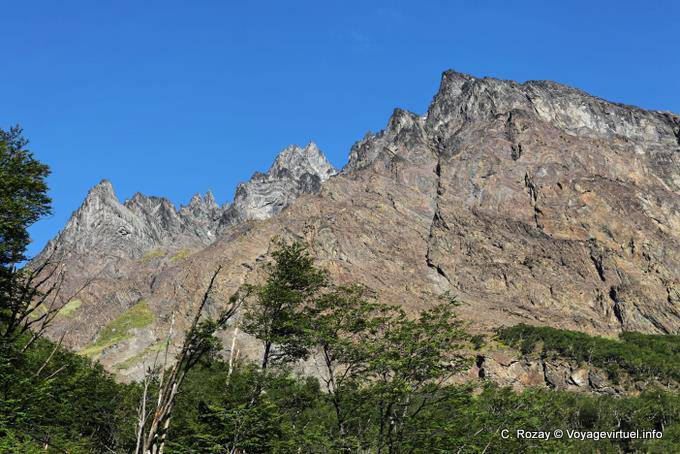 Mountain peaks around the Zona Alta del blocks del Olivia, Ushuaia - Argentina