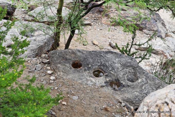 Mortars for crushing the grain with a pestle, sacred city of Quilmes - Argentina