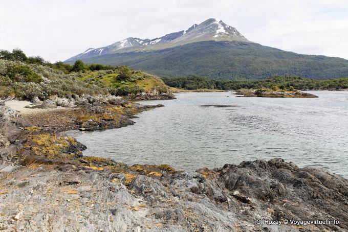 Shore and mountain view Condor, Bahia Lapataia, Parque Nacional Tierra del Fuego, Ushuaia - Argentina