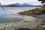 Bahia Ensenada with Isla Rotonda and Darwin Channel in the background, Parque Nacional Tierra del Fuego, Ushuaia, Argentina.