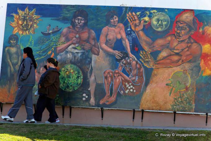 Painting on the wall of the hospital, Ushuaia - Argentina